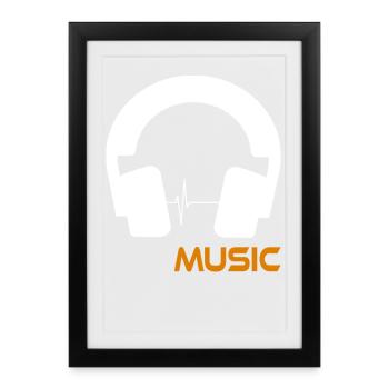 Music wave headset logo - Framed poster (27 × 37 cm) - black - Front