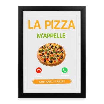 Pizza M'Appelle Design - Affiche encadrée (27 × 37 cm) - noir - Devant