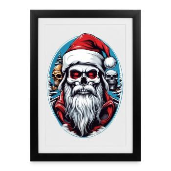 Weihnachtsmann Skull - Gerahmtes Poster (27 × 37 cm) - Schwarz - Vorne