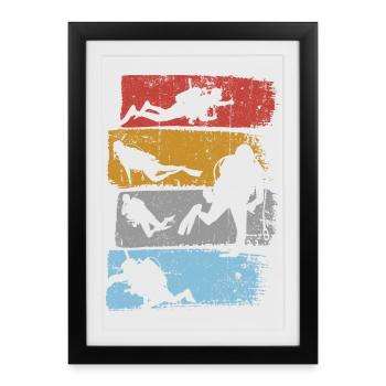 Bandes de silhouette aquatique - Affiche encadrée (27 × 37 cm) - noir - Devant