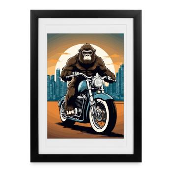 Motard gorille - Affiche encadrée (27 × 37 cm) - noir - Devant