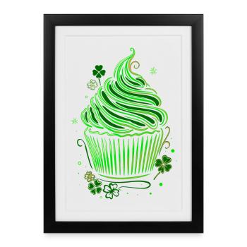Muffin Cupcake de la Saint-Patrick - Affiche encadrée (27 × 37 cm) - noir - Devant