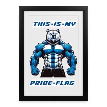 Das ist meine stolze Flagge Finnland Bär - Gerahmtes Poster (27 × 37 cm) - Schwarz - Vorne