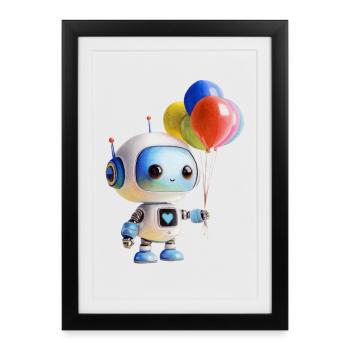 Robot Balloon - Framed poster (27 × 37 cm) - black - Front