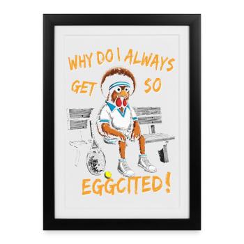 Chemise de tennis Pourquoi si excité Drôle - Affiche encadrée (27 × 37 cm) - noir - Devant