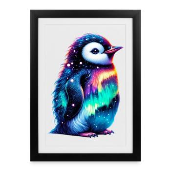 Manchot aurore boréale - Affiche encadrée (27 × 37 cm) - noir - Devant