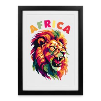 Lion d'Afrique - Affiche encadrée (27 × 37 cm) - noir - Devant