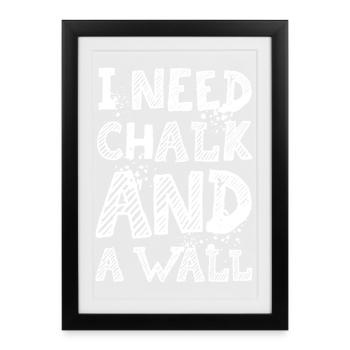 Chalk Boulder Climbing Wall Funny Sayings Logo - Framed poster (27 × 37 cm) - black - Front