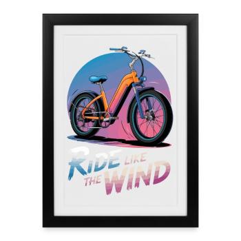Illustration de vélo électrique vibrant - Affiche encadrée (27 × 37 cm) - noir - Devant