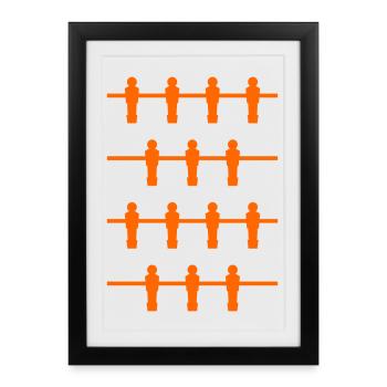 Joueurs de baby-foot orange - Affiche encadrée (27 × 37 cm) - noir - Devant