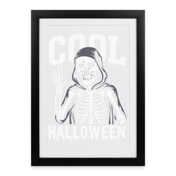 Squelette d’Halloween cool - Affiche encadrée (27 × 37 cm) - noir - Devant