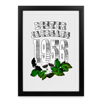 Meilleur millésime : 1956, Année de naissance, Vin, Verre à vin - Affiche encadrée (27 × 37 cm) - noir - Devant