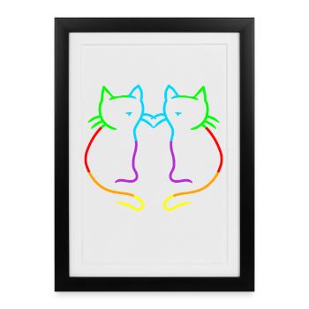 Rainbow Cats LGBT Gay Pride - Framed poster (27 × 37 cm) - black - Front
