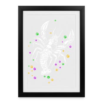 Mardi Gras lobster lobster with beads - Framed poster (27 × 37 cm) - black - Front