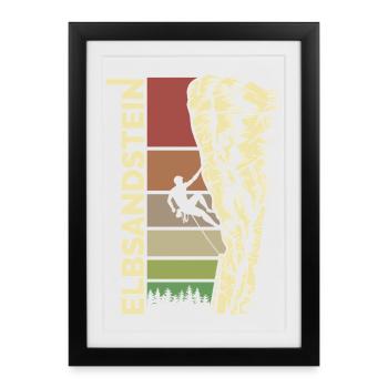 Climbing Elbe Sandstone Mountains - Saxon Switzerland - Framed poster (27 × 37 cm) - black - Front