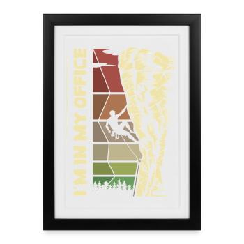 Je suis dans mon bureau – Grimpeurs et rochers extérieurs - Affiche encadrée (27 × 37 cm) - noir - Devant