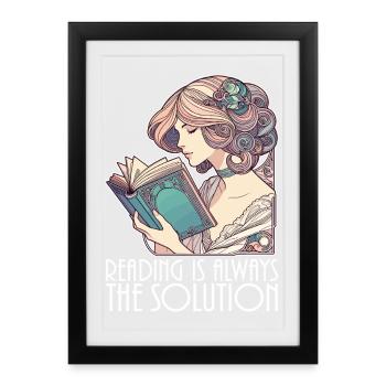 Book Books Reading Wife Solution Funny Gift - Framed poster (27 × 37 cm) - black - Front