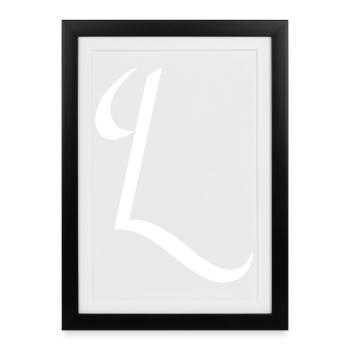 Style d’écriture élégant avec verve Lettre L, Nom, - Affiche encadrée (27 × 37 cm) - noir - Devant