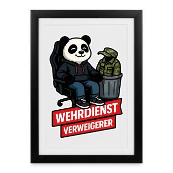 Refuse Military Service Panda Peace Design - Framed poster (27 × 37 cm) - black - Front