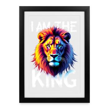 I am the King Löwe - Affiche encadrée (27 × 37 cm) - noir - Devant