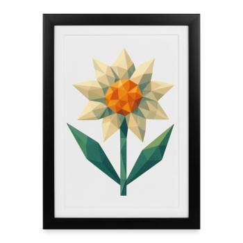 Fleur géométrique - Edelweiss - Affiche encadrée (27 × 37 cm) - noir - Devant