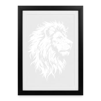 Majestic lion head in black and white style - Framed poster (27 × 37 cm) - black - Front