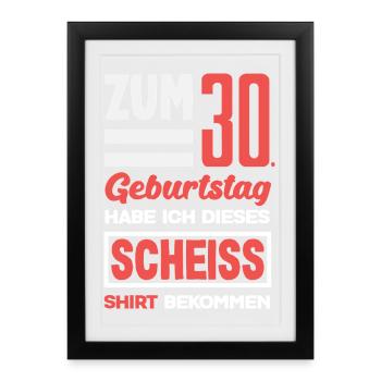 Cadeau amusant pour un 30e anniversaire - Affiche encadrée (27 × 37 cm) - noir - Devant