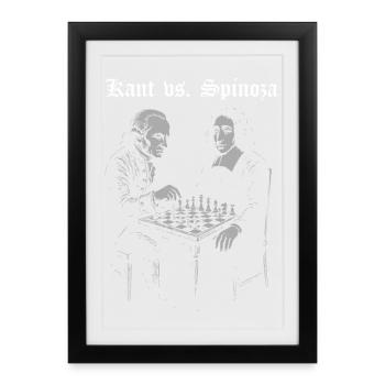 Kant contre Spinoza jouant aux échecs - Affiche encadrée (27 × 37 cm) - noir - Devant