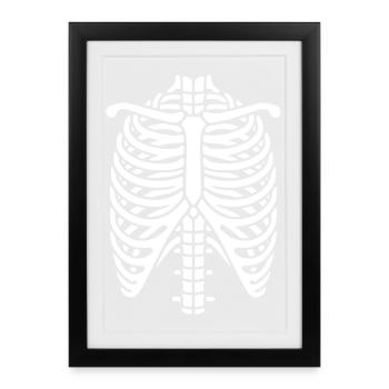 Ribs Rib Cage Skeleton Halloween Bone Tattoo - Framed poster (27 × 37 cm) - black - Front