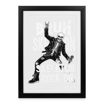 Skeleton Rock Leather Punk - Framed poster (27 × 37 cm) - black - Front