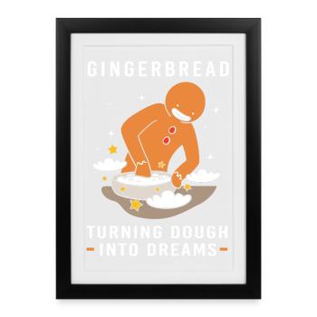 Bonhomme en pain d'épices de Noël en pain d'épices - Affiche encadrée (27 × 37 cm) - noir - Devant
