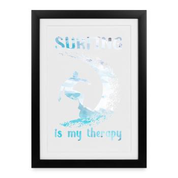 Surfer est ma thérapie - Affiche encadrée (27 × 37 cm) - noir - Devant