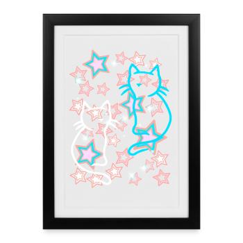 Rétro Star Cats Enfants Années 60 - Affiche encadrée (27 × 37 cm) - noir - Devant