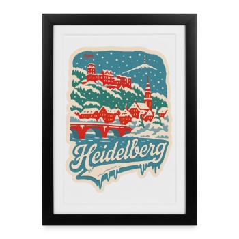 Paysage hivernal de Heidelberg - Affiche encadrée (27 × 37 cm) - noir - Devant