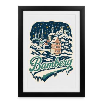 Bamberg Winter Magic - Framed poster (27 × 37 cm) - black - Front