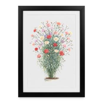 Romantic carnation bouquet - Framed poster (27 × 37 cm) - black - Front