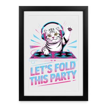 DJ Humor Animal Scottish Fold Chat - Framed poster (27 × 37 cm) - black - Front
