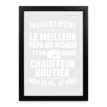 Routier – Super Papa Routier - Affiche encadrée (27 × 37 cm) - noir - Devant