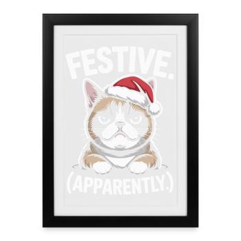Festive Moody Cat Christmas Mood - Framed poster (27 × 37 cm) - black - Front