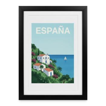 Idylle côtier espagnol - Affiche encadrée (27 × 37 cm) - noir - Devant