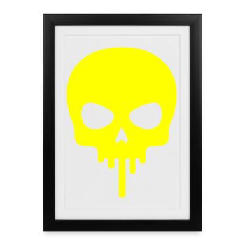 Crâne néon dégoulinant - Affiche encadrée (27 × 37 cm) - noir - Devant