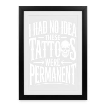 Permanent Tattoos Joke Tee - Framed poster (27 × 37 cm) - black - Front