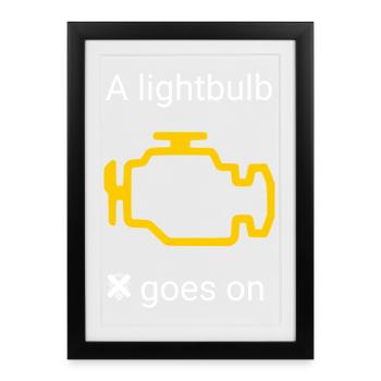 Voiture drôle de ligne, vérification du moteur, véhicule léger - Affiche encadrée (27 × 37 cm) - noir - Devant