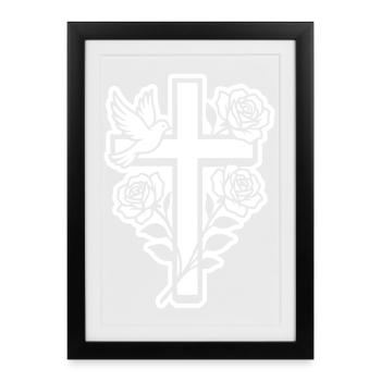 Colombe croix chrétienne - Affiche encadrée (27 × 37 cm) - noir - Devant