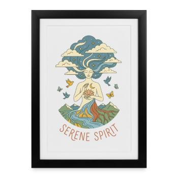 Serene Spirit - Mystical Nature Yoga - Framed poster (27 × 37 cm) - black - Front
