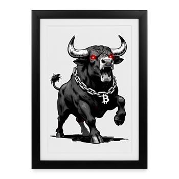 Bitcoin Bull Red Laser Eyes Crypto Bull Run - Affiche encadrée (27 × 37 cm) - noir - Devant