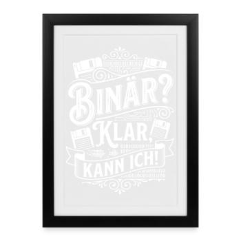 Binary, Clear, I Can – Tech Humor - Framed poster (27 × 37 cm) - black - Front