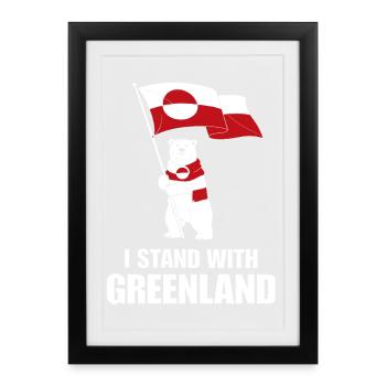 Greenland Support: Bear and Flag - Framed poster (27 × 37 cm) - black - Front
