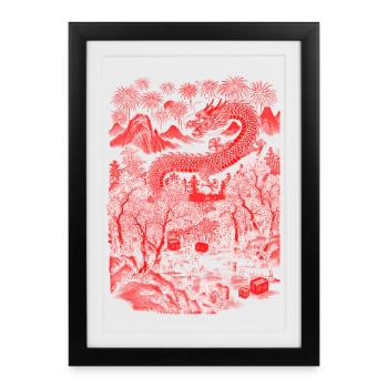 Fireworks Dragon Spirit - Affiche encadrée (27 × 37 cm) - noir - Devant