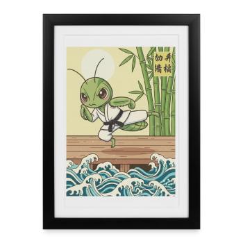 Kawaii Martial Arts Praying Mantis - Framed poster (27 × 37 cm) - black - Front